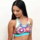 Top pole dance azzurro a fiori