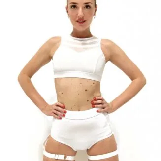 culotte pole dance con giarrettiera Miami bianca