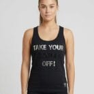 Canotta pole dance nera con stampa e ricamo