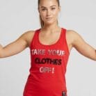 Canotta pole dance rossa con stampa e ricamo