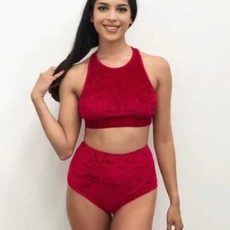 Culotte per pole dance in velluto rossa
