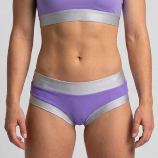 Culotte per pole dance lilla e argento a vita bassa