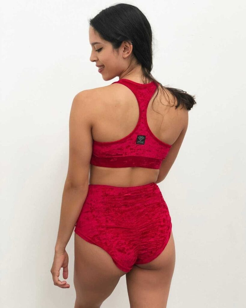 Culotte per pole dance rossa in velluto