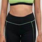 Leggings pole dance neri con cuciture verdi