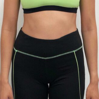 Leggings pole dance neri con cuciture verdi