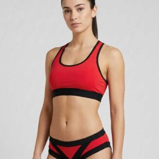 Top per pole dance imbottito rosso e nero