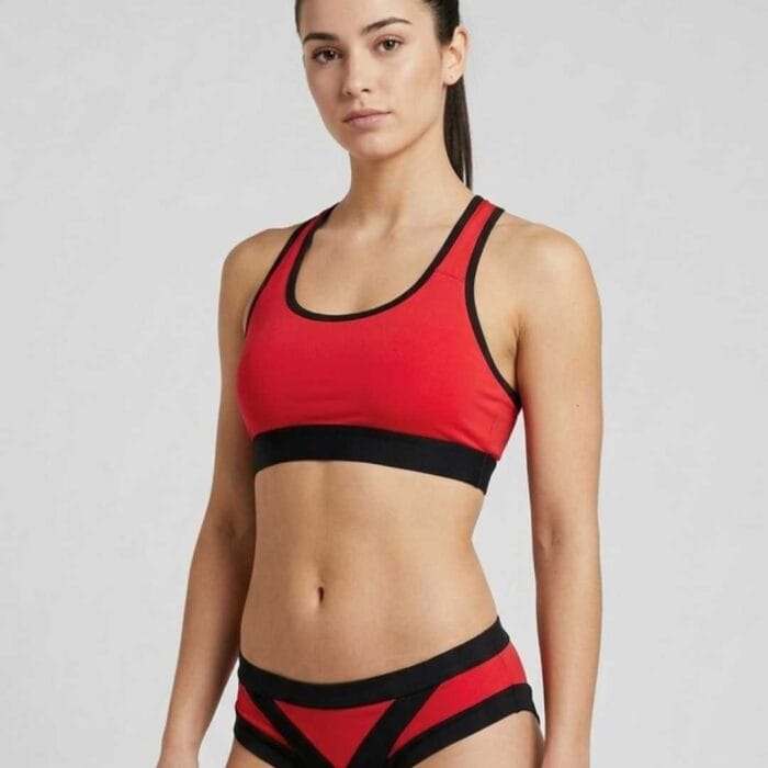 Top per pole dance imbottito rosso e nero