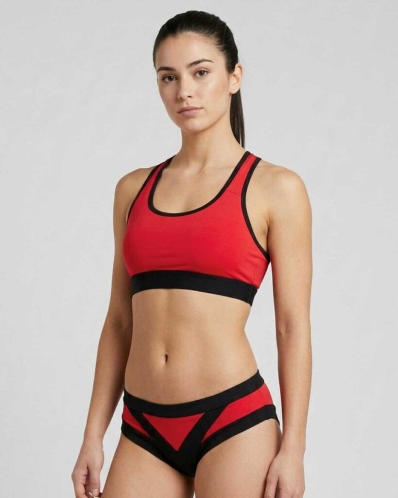 Top per pole dance imbottito rosso e nero