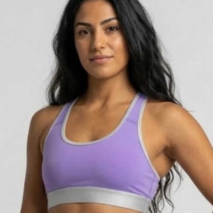 Top per pole dance lilla e argento