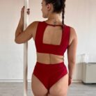 Completo per pole dance rosso Butterfly