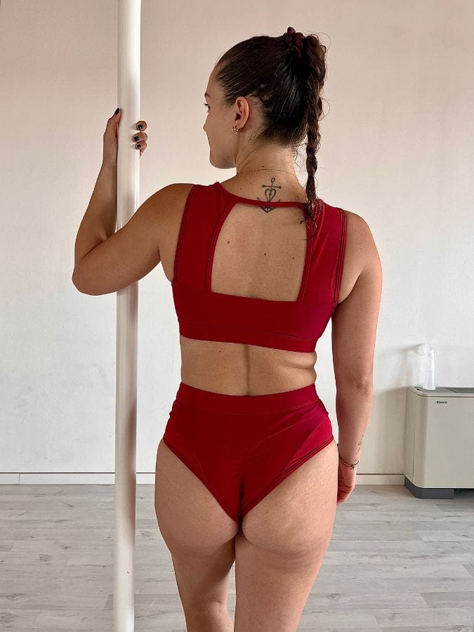 Completo per pole dance Red Butterfly Completo per pole dance rosso Butterfly